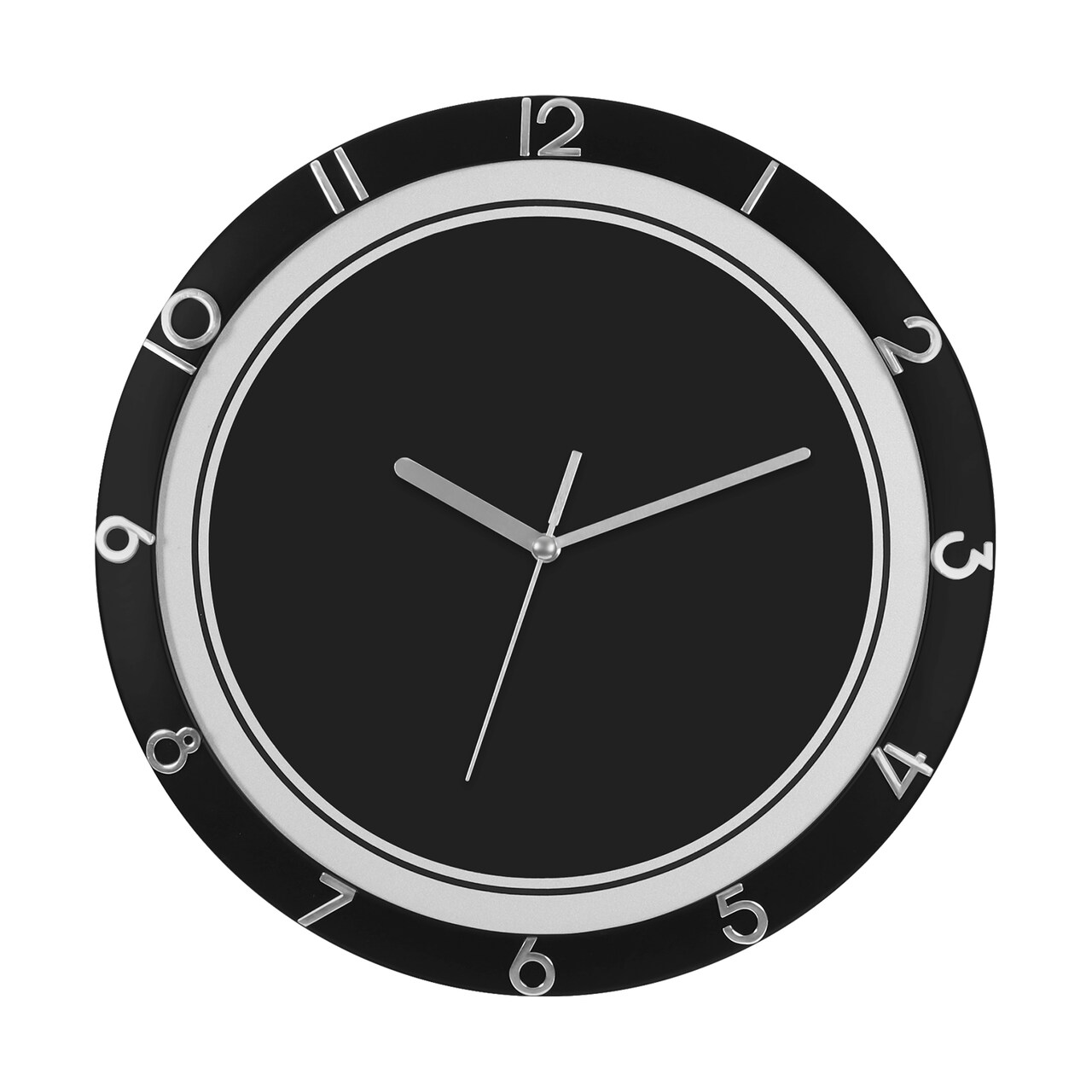 Minimalist Black & Silver Wall Clock, Stylish 11.22 Inch Non-Ticking Round Clock for Home DecorShort Description